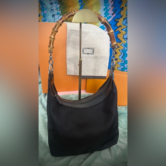 Gucci Handbags - Gucci Vintage Diana Black Shoulder Bag with Bamboo Handle
